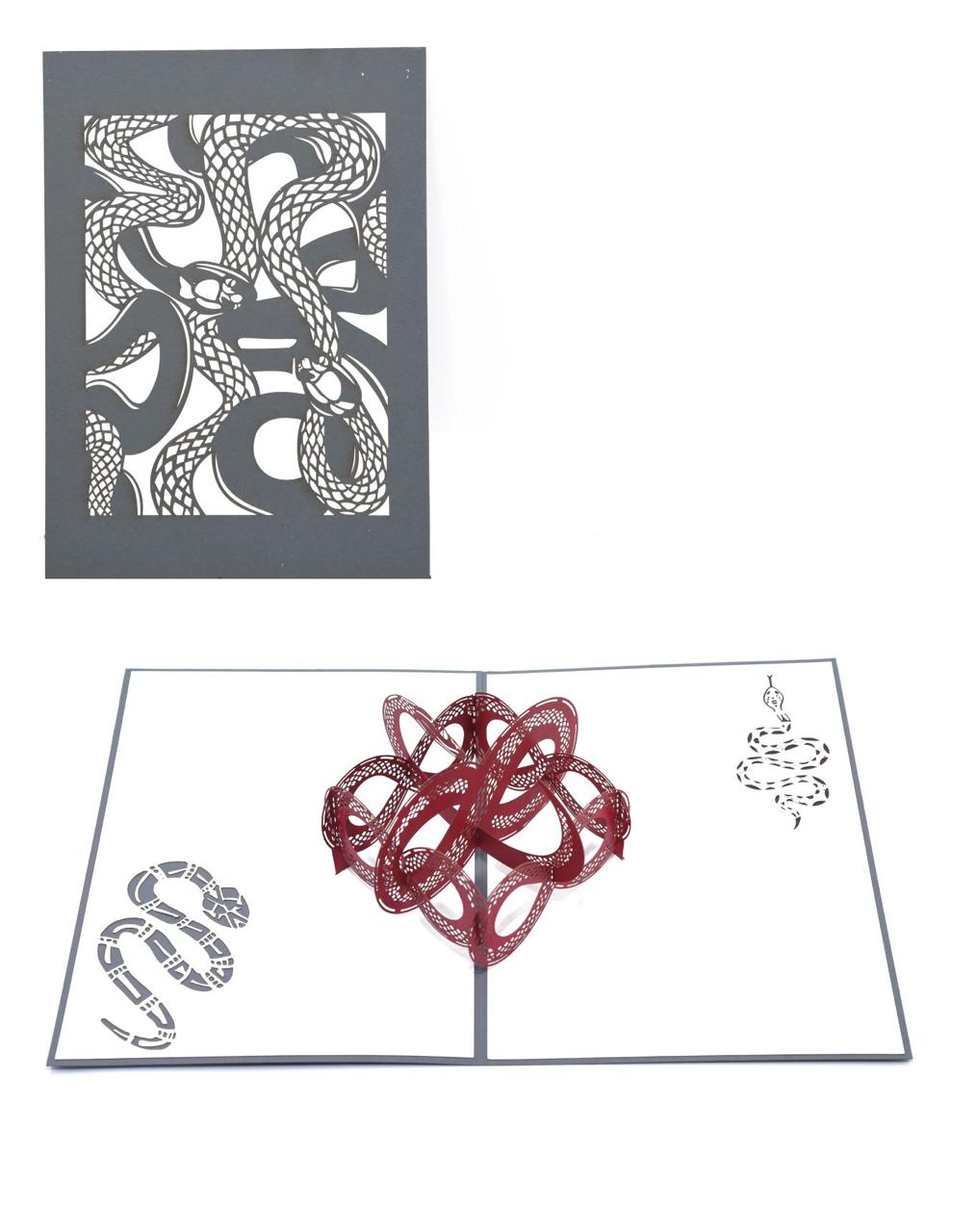 3D Pop-Up Snake Design Laser Cut Greeting Card