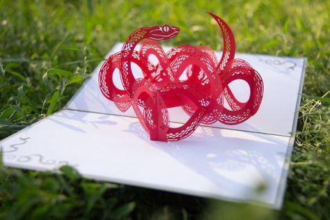 3D Pop-Up Snake Design Laser Cut Greeting Card