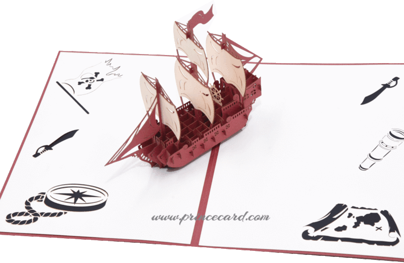 3D Pirate Ship Pop Card