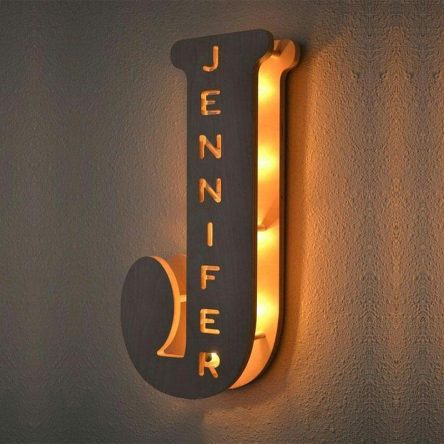 Wooden Name Engraved Personal lamp